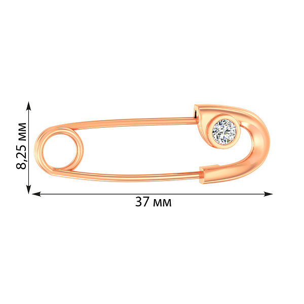 Шпилька з червоного золота з цирконієм (арт. 360045) – изображение 2
