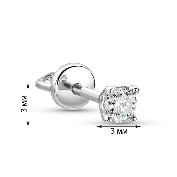 Золотая одиночная серьга-пусета с бриллиантом (арт. 2609874202Я) – изображение 2