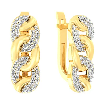 Золотые серьги "Звенья" с фианитами (арт. 110289ж)