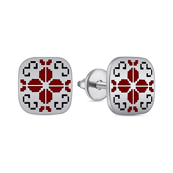 Серебряные серьги Орнамент с эмалью (арт. 7518/А250ексю)