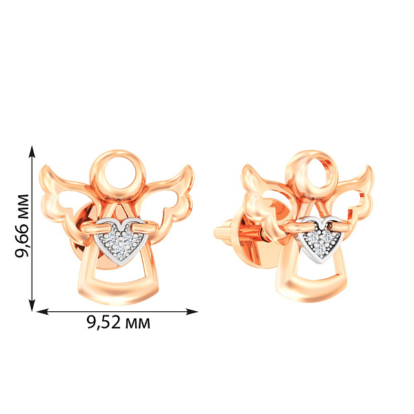 Золоті сережки пусети «Янголи» з фіанітами (арт. 110582) – зображення 2