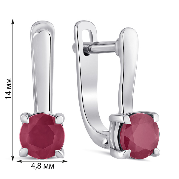 Срібні сережки з рубінами (арт. 7502/2194439Р) – зображення 2