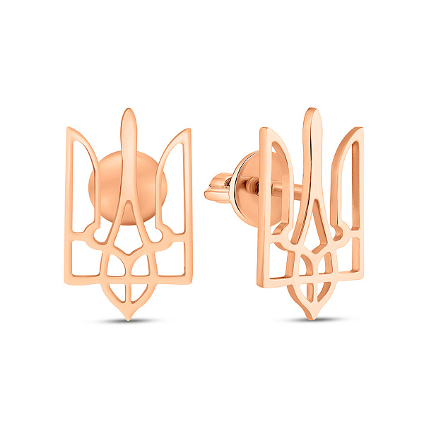 Сережки пусети з червоного золота Тризуб (арт. 110434) – зображення 1