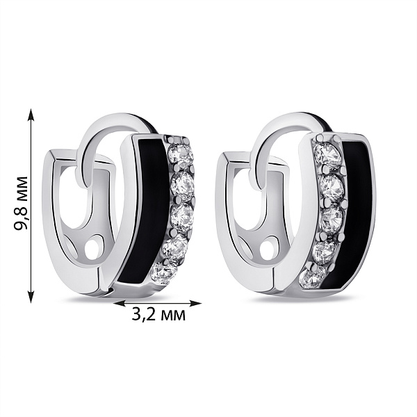 Серебряные серьги с эмалью и фианитами (арт. 7502/4863/10еч) – изображение 2