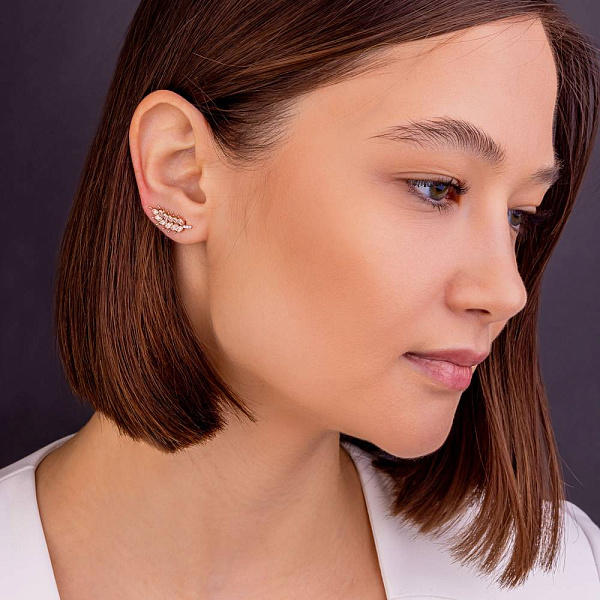 Золотые серьги клаймберы Колосок (арт. 111224) – изображение 3