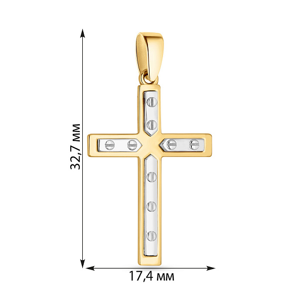 Крестик из желтого и белого золота (арт. 440777жб) – изображение 2