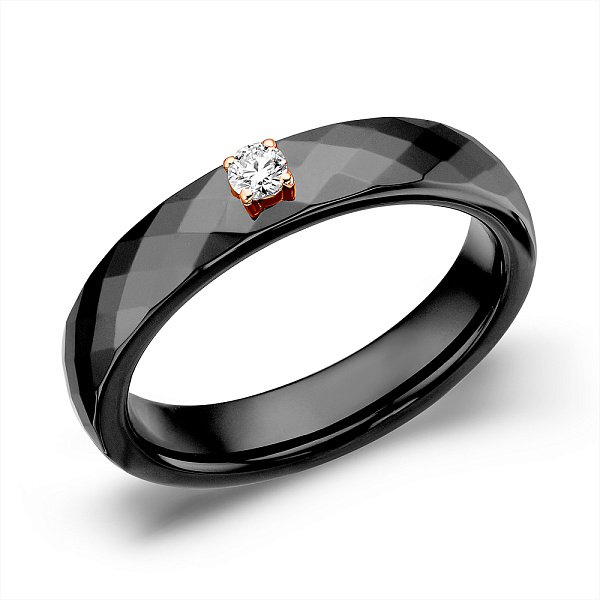 Кольцо из керамики и золота с бриллиантом (арт. К011768005кча) – изображение 1