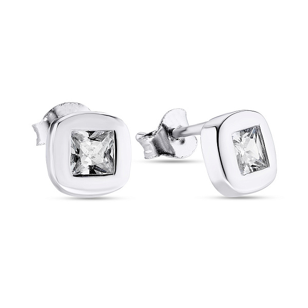 Серебряные серьги пусеты с фианитами (арт. 7518/5393) – изображение 1