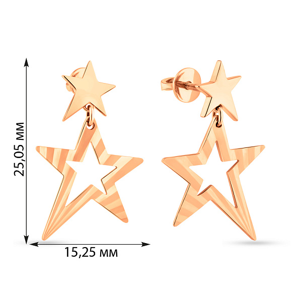 Золотые серьги-пусеты с подвесками и алмазной гранью (арт. 111268/1) – изображение 6