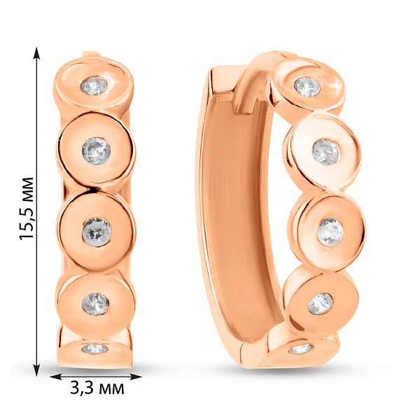Золотые серьги-кольца с дорожкой из фианитов (арт. 1091428) – изображение 5