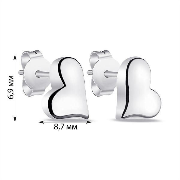 Серебряные серьги-пусеты Сердечки (арт. 7518/6630) – изображение 2