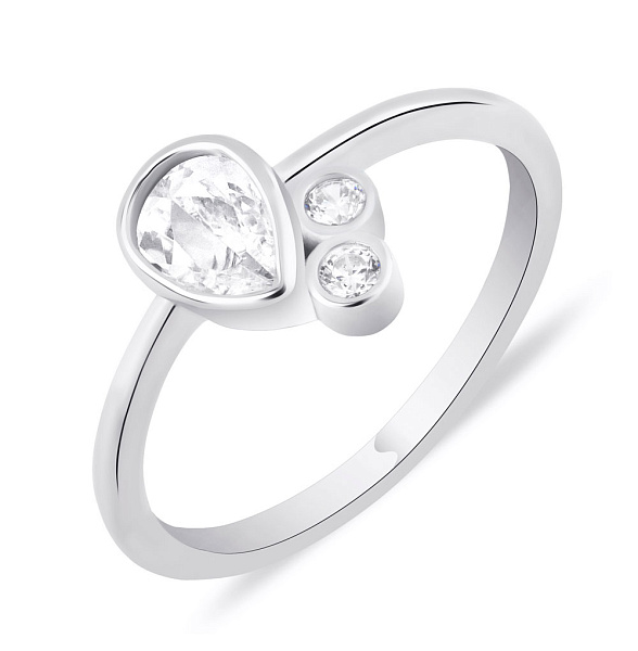 Серебряное кольцо "Капелька" с фианитами (арт. 7501/6040) – изображение 1