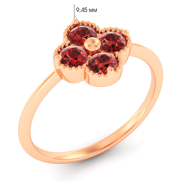 Каблучка з червоного золота з гранатом (арт. 141246Пк) – зображення 5