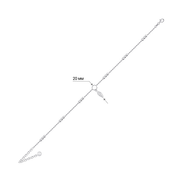 Срібний браслет на ногу Перо (арт. 7509/5005н) – зображення 2