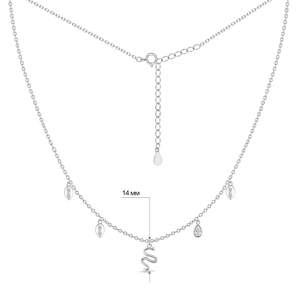 Серебряное колье с подвеской змея с фианитами (арт. 7507/2486) – изображение 3