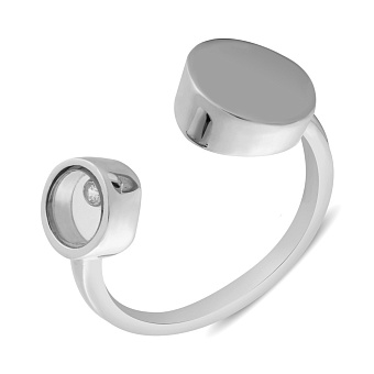 Разомкнутое кольцо из белого золота с фианитом (арт. 154527б)