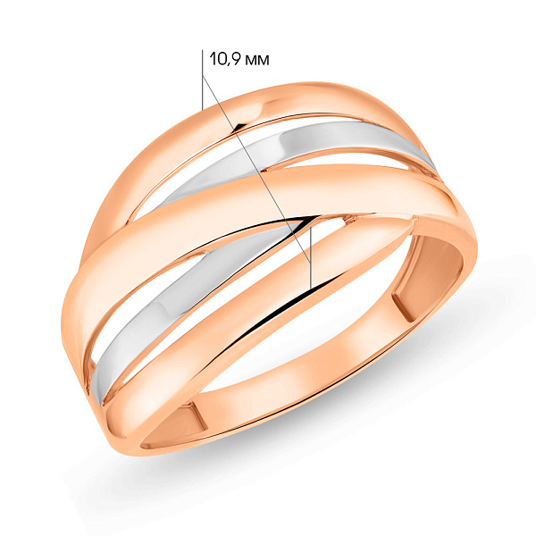 Широка каблучка з червоного і білого золота (арт. 155467кб) – зображення 4