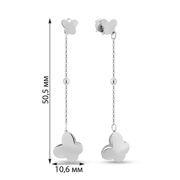 Серьги-подвески из белого золота Бабочки (арт. 1091555б) – изображение 4