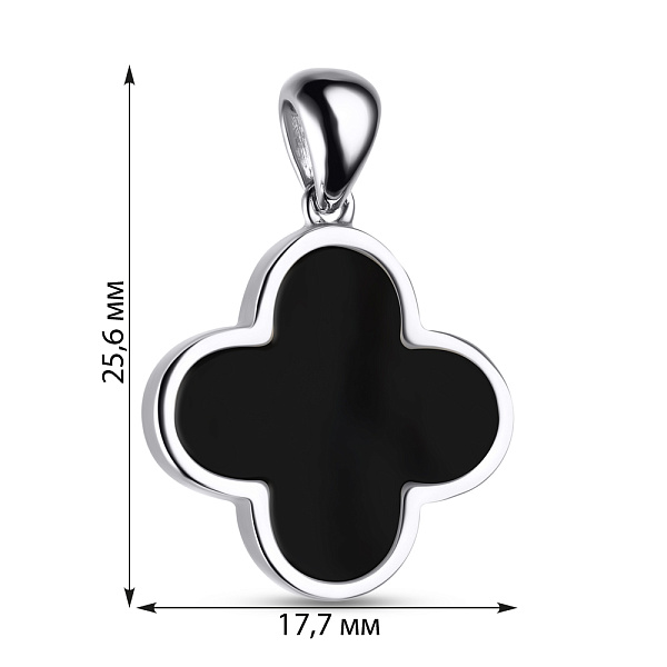 Серебряный кулон Клевер с ониксом (арт. 7503/2362/15о) – изображение 2