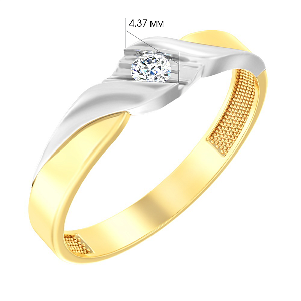 Золота каблучка з фіанітом (арт. 141057ж) – зображення 2