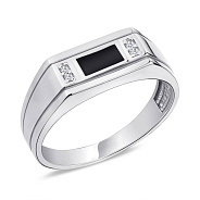 Срібна печатка з фіанітами і емаллю (арт. 7506/1647реч)