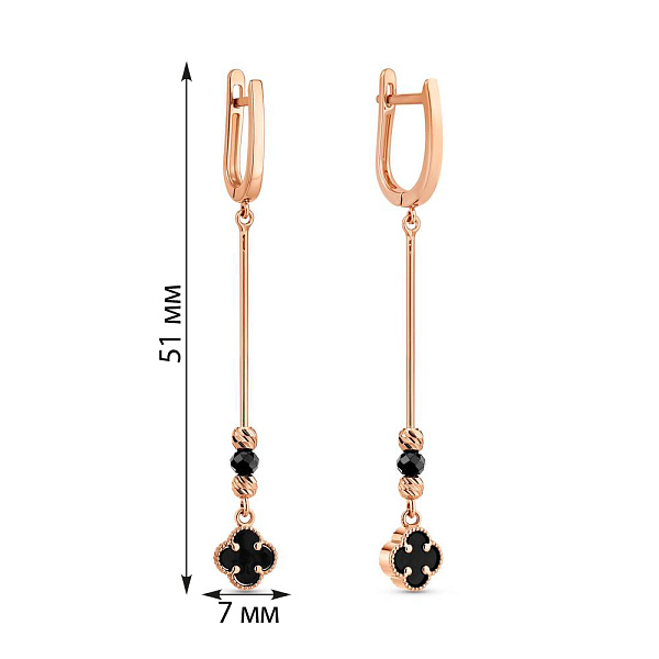 Длинные серьги из красного золота с ониксом (арт. 1101199о) – изображение 2