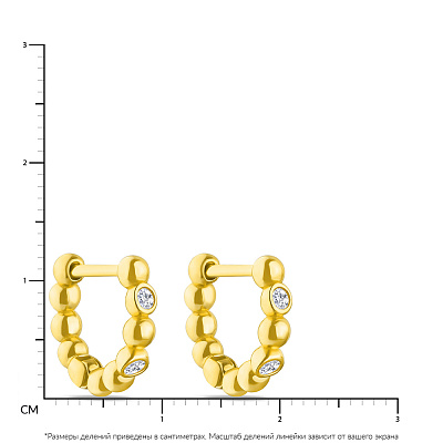 Серьги из серебра с фианитами и с желтым родированием  (арт. 7502/4627/15ж)