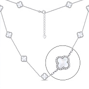 Срібне кольє з перламутром і фіанітами (арт. 7507/1832/10п)