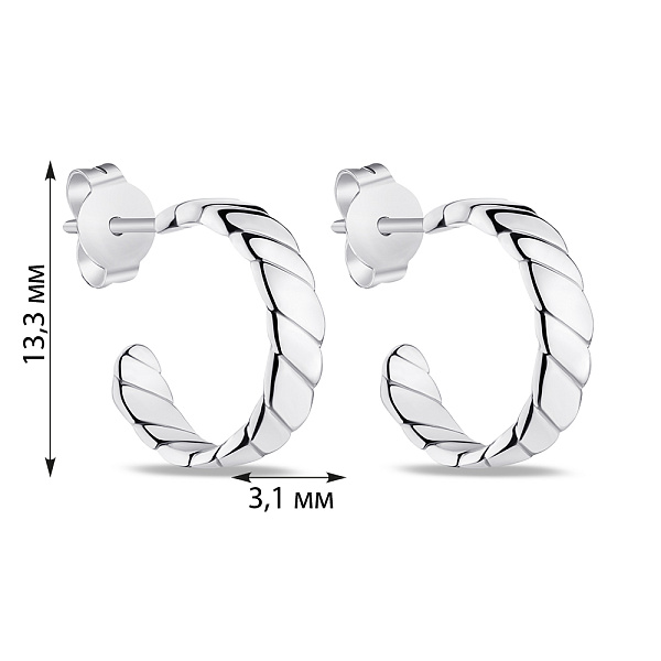 Серебряные серьги без камней (арт. 7518/6520) – изображение 2
