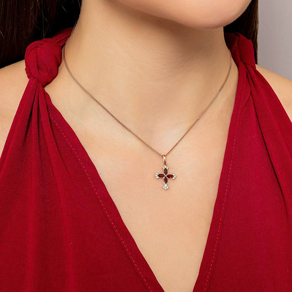 Золотий кулон з гранатом і фіанітами (арт. 4401029Пк) – зображення 2