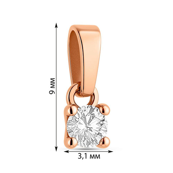 Кулон из красного золота с бриллиантом (арт. П011162010) – изображение 2