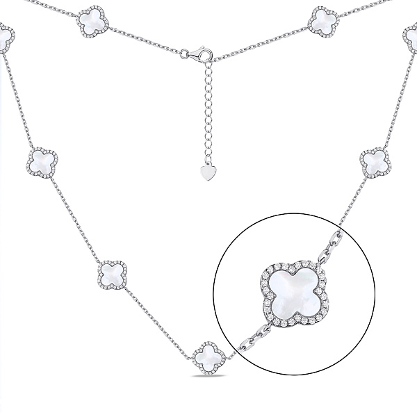 Серебряное колье с перламутром и фианитами (арт. 7507/1832/10п) – изображение 1