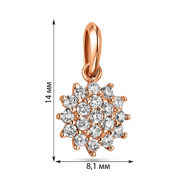 Кулон з червоного золота з діамантами (арт. 3191504201) – зображення 3