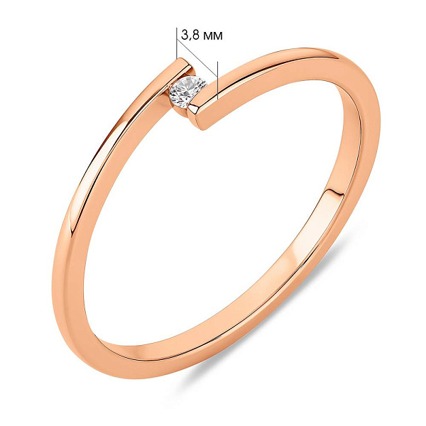 Тонка золота каблучка з діамантом (арт. К011348005) – зображення 4