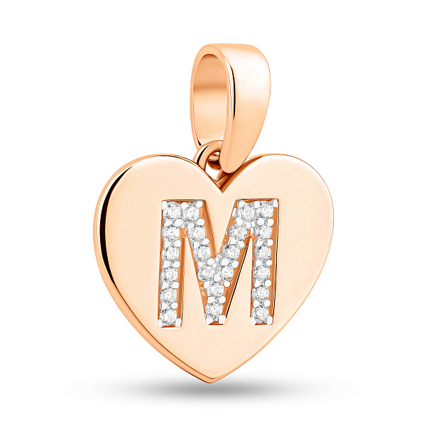 Золотий кулон Літера М з фіанітами (арт. 440986) – зображення 2