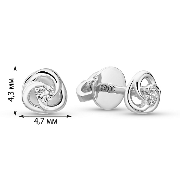 Пусеты из белого золота с бриллиантами (арт. Т011154005б) – изображение 3