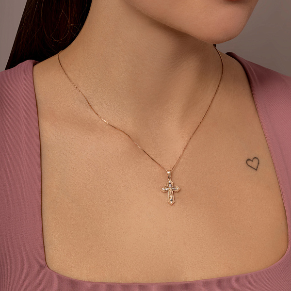 Золотой крестик с распятием и фианитами (арт. 501049) – изображение 2