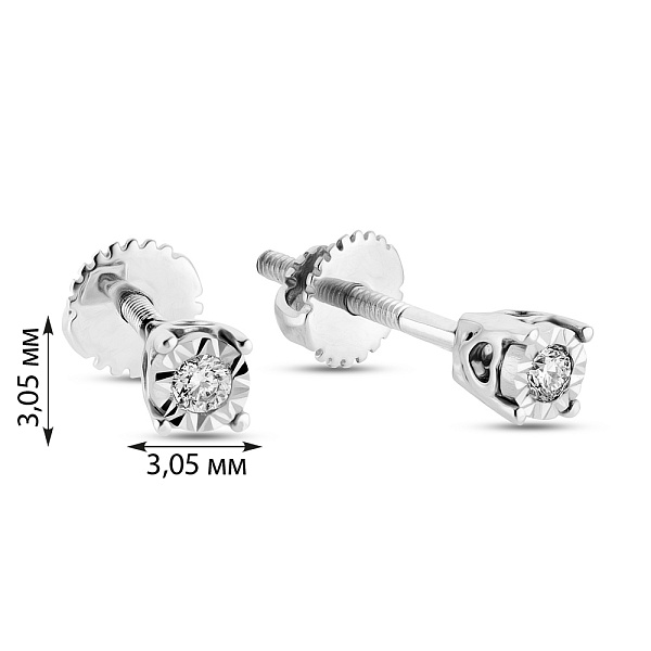 Пусеты из белого золота с бриллиантом (арт. С341118005б) – изображение 2