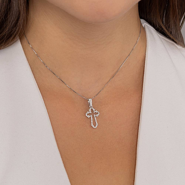 Золотий хрестик з діамантами (арт. П341674030б) – зображення 2