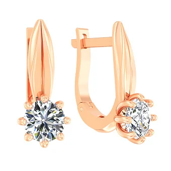 Золотые серьги с белыми фианитами (арт. 112300)