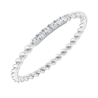 Кольцо из белого золота с дорожкой из бриллиантов (арт. К011347б)