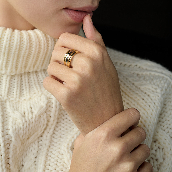 Золотое кольцо Синергия без камней (арт. 140664ж) – изображение 2