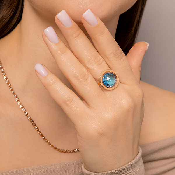 Золота каблучка з топазом (арт. 140636Птг) – зображення 3