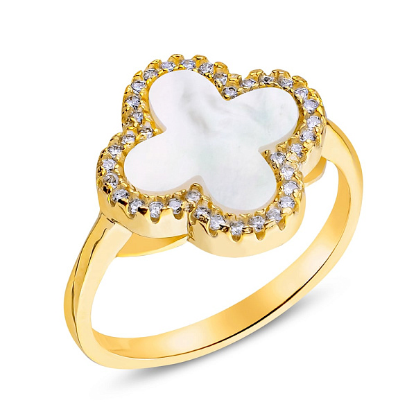 Серебряное кольцо в желтом цвете металла с перламутром (арт. 7501/5075/15жп) – изображение 1