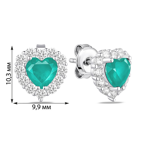 Серебряные пусеты Сердца с альпинитами (арт. 7518/7487аз) – изображение 2