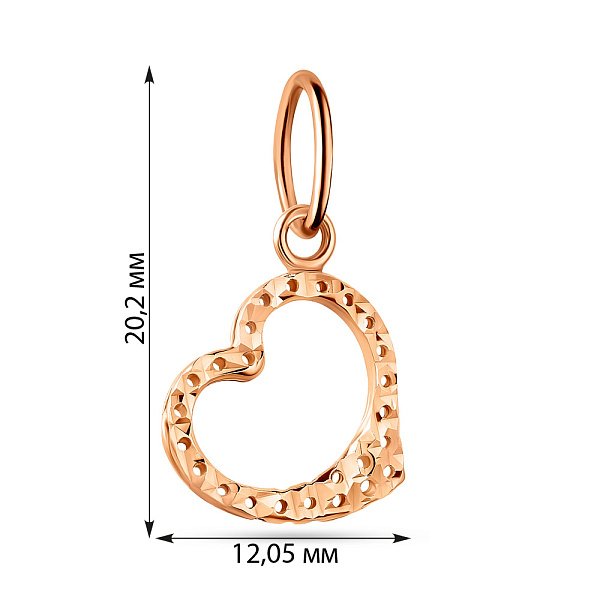 Подвес из золота Сердце без камней (арт. 424312) – изображение 2