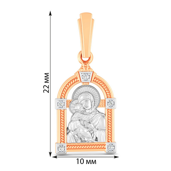 Золотая ладанка Божья Матерь Владимирская (арт. 440931) – изображение 2