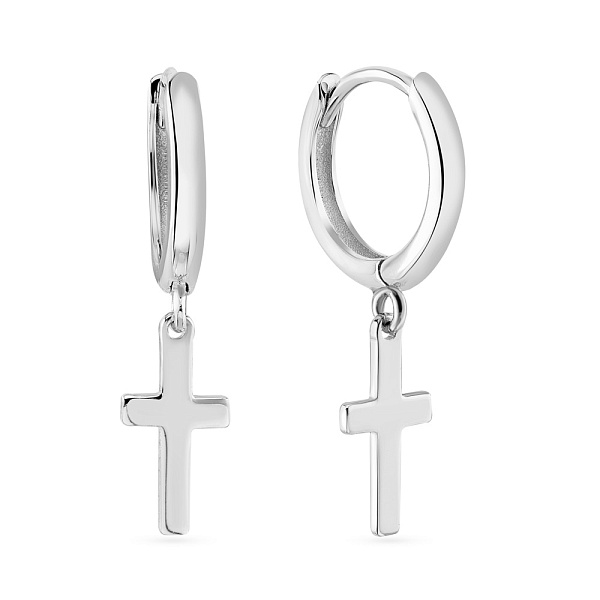 Серебряные серьги-крестики с подвесками  (арт. 7502/4600/10) – изображение 1