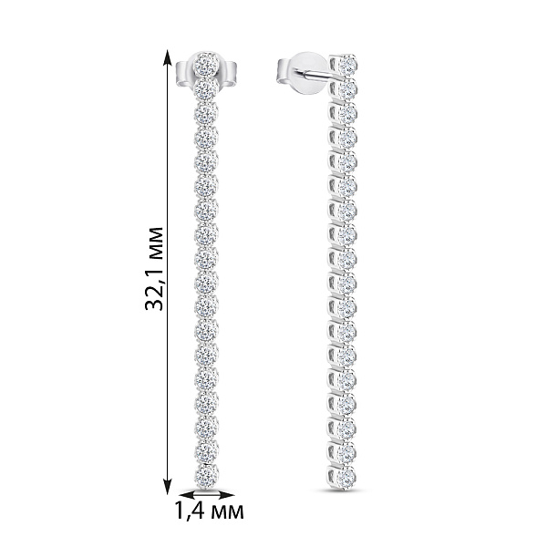 Сережки з білого золота з фіанітами (арт. 102899б) – зображення 2