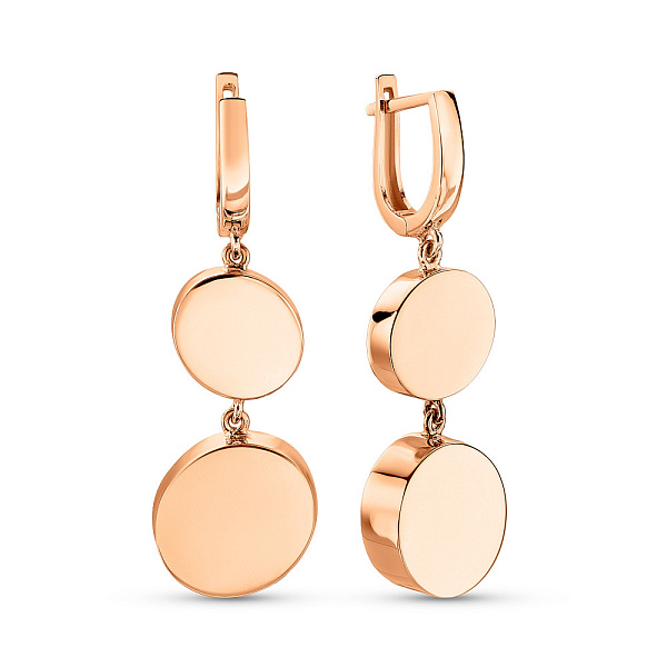 Золотые серьги в красном цвете металла (арт. 1091140) – изображение 1